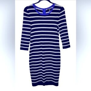 AQUA 100% Cashmere Sweater Dress XS Striped Black